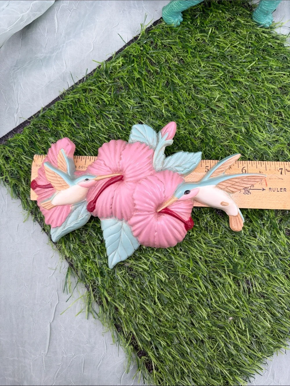 Vintage 1990s Burwood Products Plastic Hummingbird and Flower Wall Art |set of 9